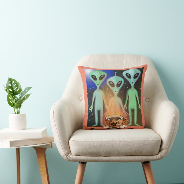 Aliens Curious about a cup of Coffee Cushion (Chair)
