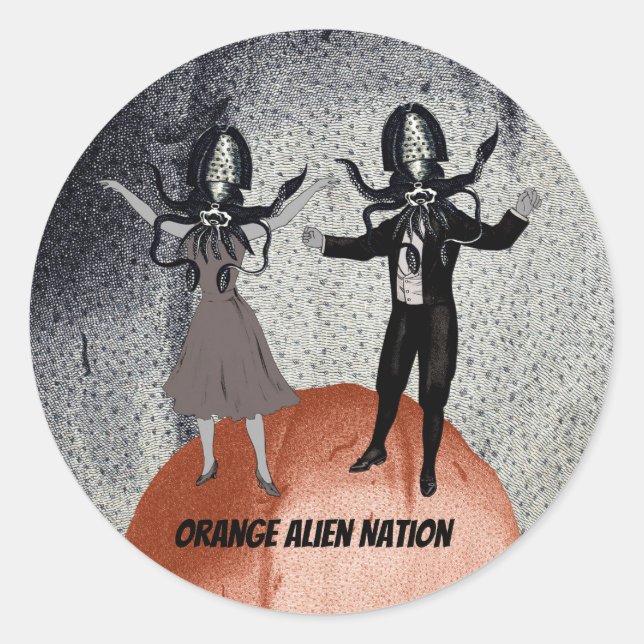 Aliens dance celebration classic round sticker (Front)