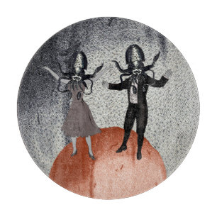Aliens dance celebration cutting board
