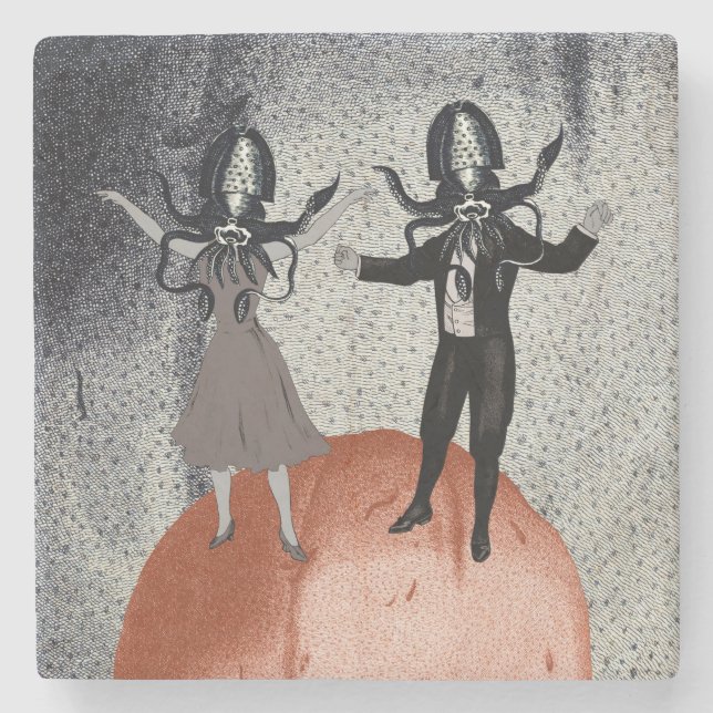 Aliens dance celebration stone coaster (Front)