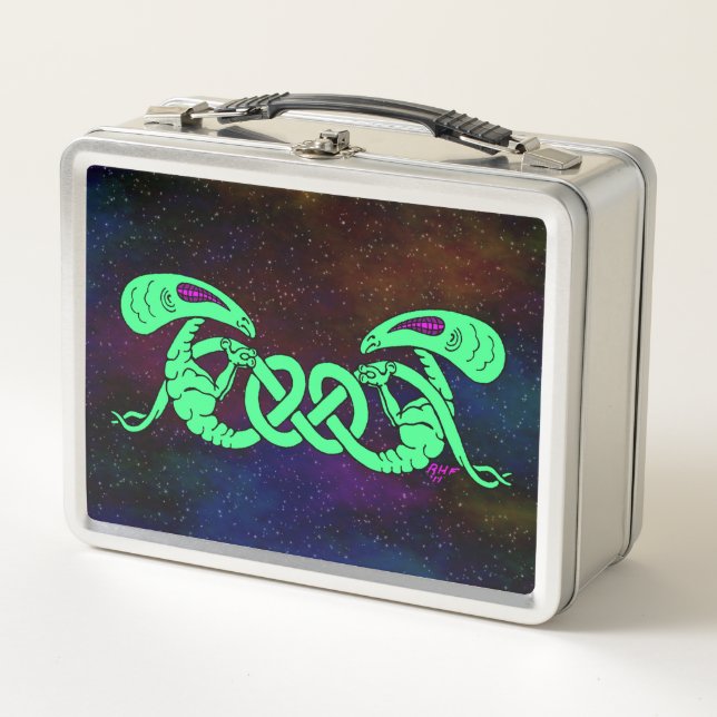 Aliens Entwined (Aliens and Celtic Knot) Metal Lunch Box (Front)