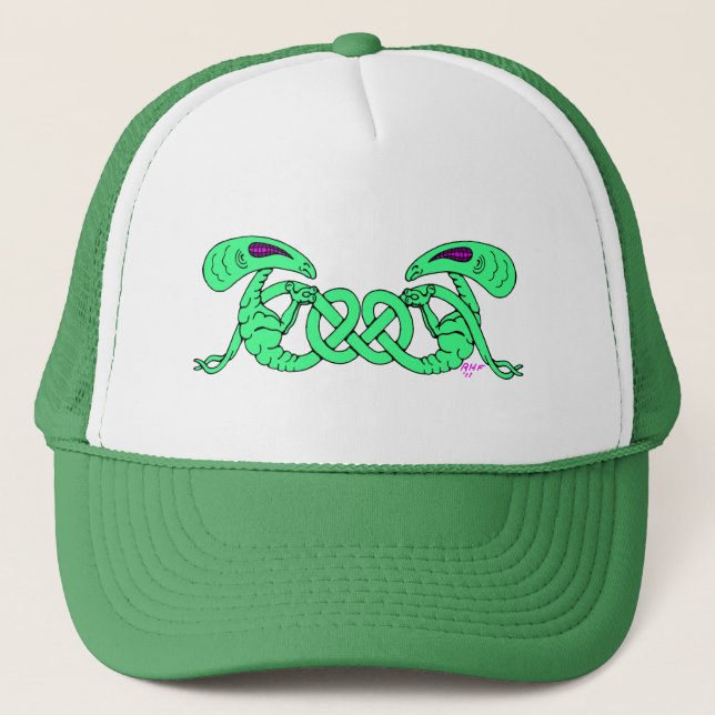 Aliens Entwined (Aliens and Celtic Knot) Trucker Hat (Front)