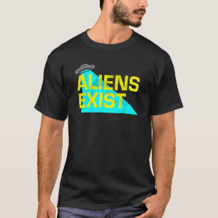 Aliens Exist Ufo Blue Light Illustration Style Dec T-Shirt