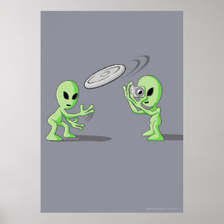 Aliens Frisbee UFO Hoax Poster
