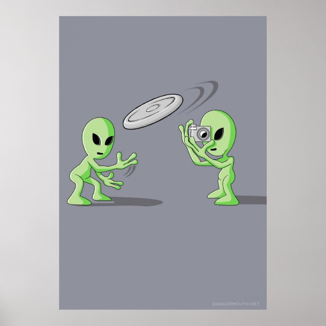 Aliens Frisbee UFO Hoax Poster (Front)