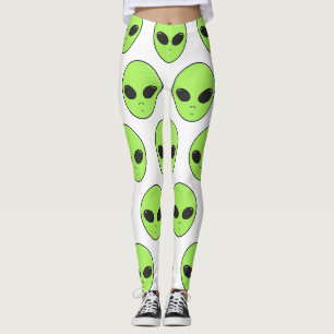 aliens fun face greens leggings