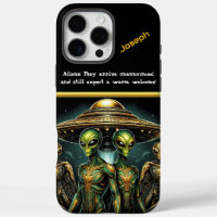Aliens Gather by Golden Spaceship at Area 51