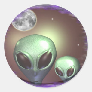 Aliens greys classic round sticker