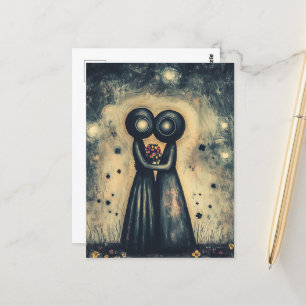Aliens in Love Embrace in a Hug Postcard