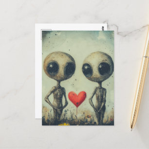 Aliens in Love Postcard