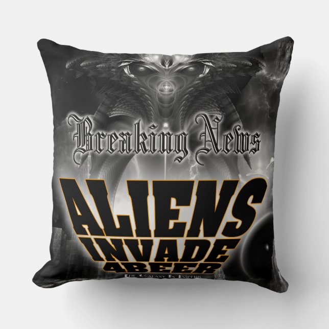 Aliens Invade 4 Beer Galaxy Attack Cushion (Front)