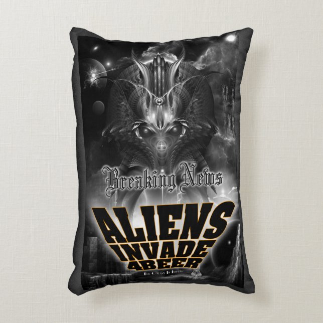 Aliens Invade 4 Beer Galaxy Attack Decorative Cushion (Front(Vertical))
