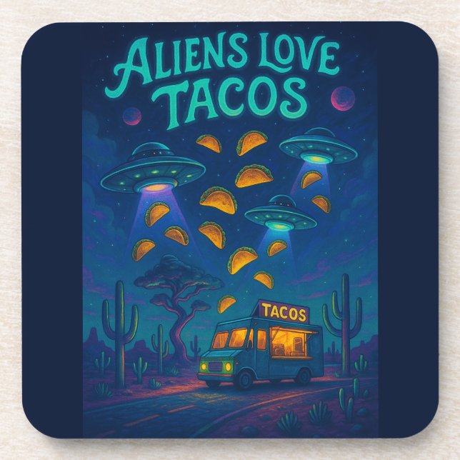 Aliens Love Tacos Coaster (Front)