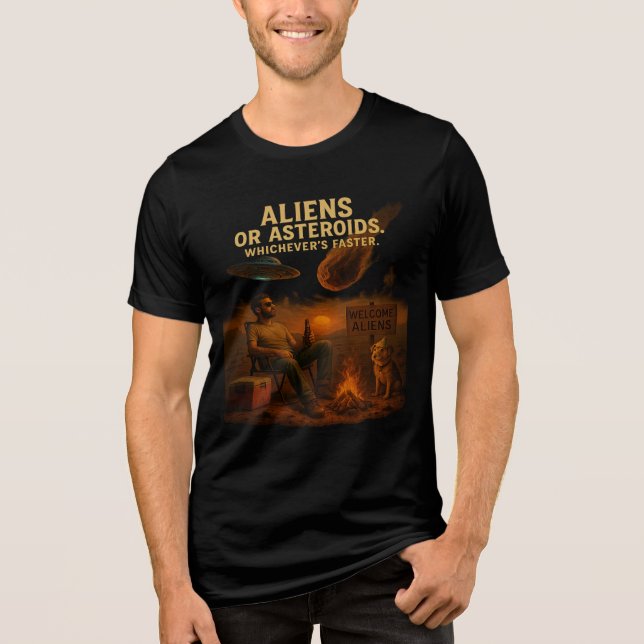 Aliens or Asteroids – Whichever's Faster Tri-Blend Shirt (Front)