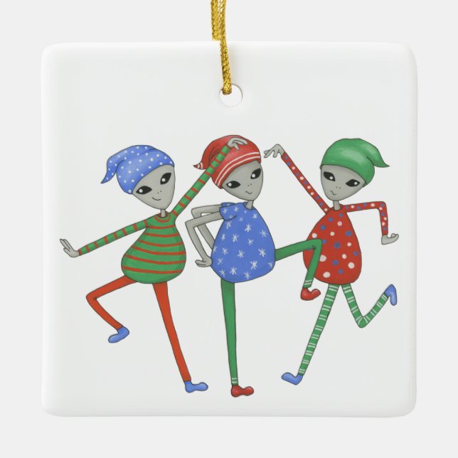 Aliens rock for Christmas #3  Ceramic Ornament (Front)