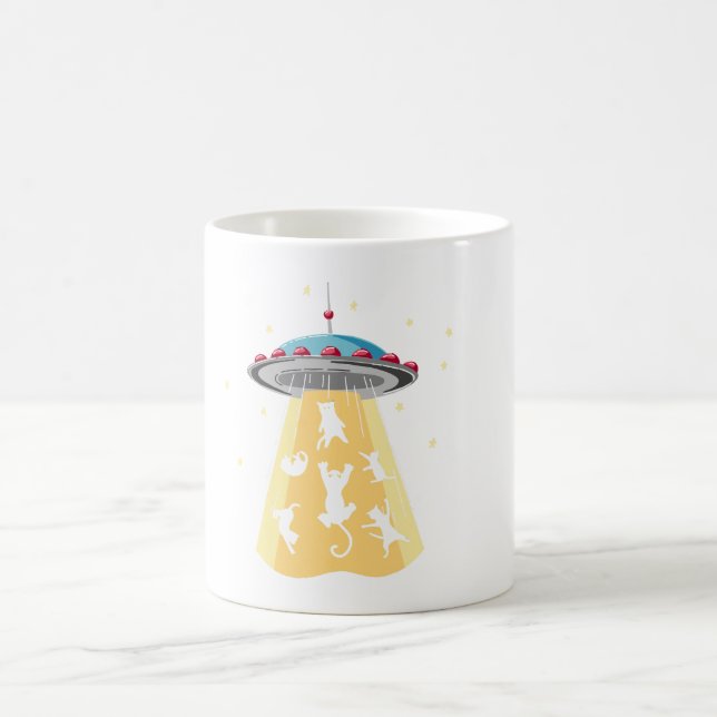 aliens spaceship cats | cats lover design  coffee mug (Center)