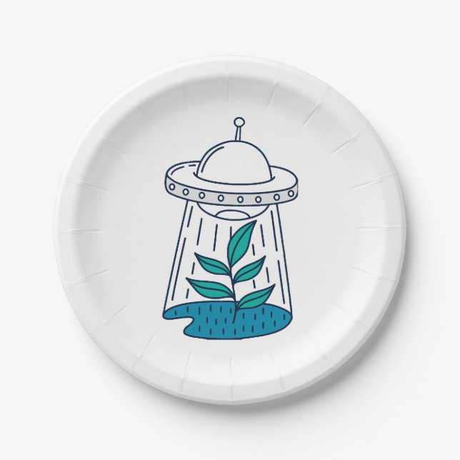 Aliens UFO Paper Plate (Front)