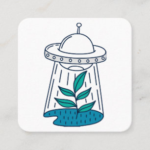 Aliens UFO Square Business Card