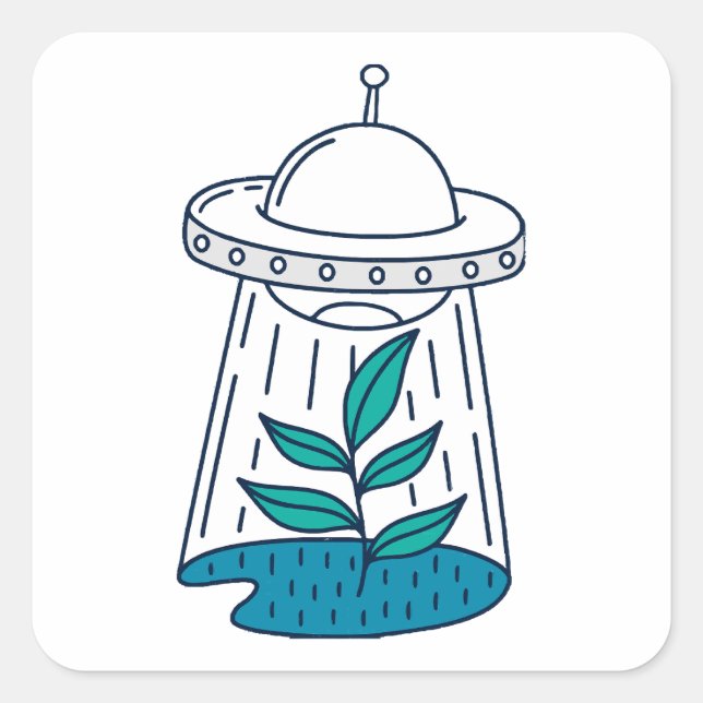 Aliens UFO Square Sticker (Front)