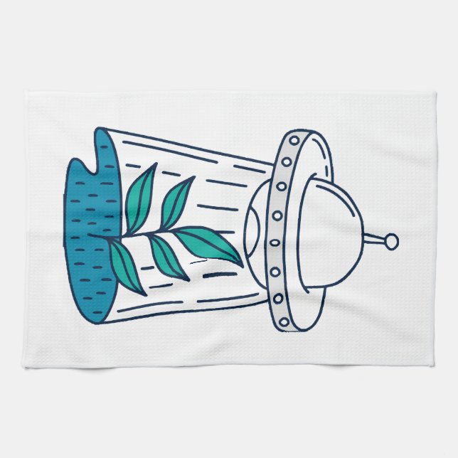 Aliens UFO Tea Towel (Horizontal)