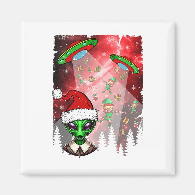 Aliens Unidentified Flying Object Christmas Elf Lo Magnet (Front)