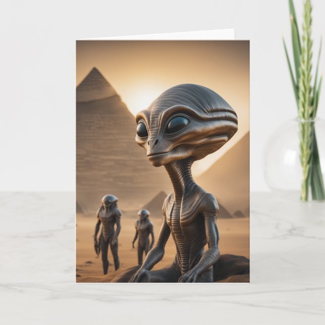 Aliens with Pyramids Card (Front)