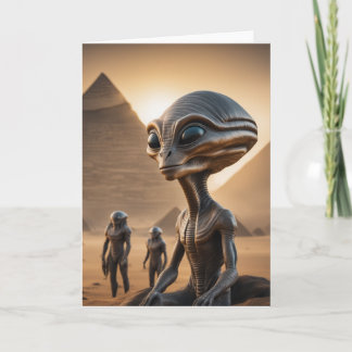 Aliens with Pyramids Card