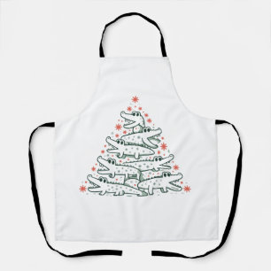 Aligator Christmas Tree Funny Crocodile Florida Apron