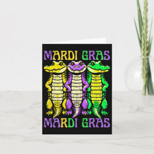 Aligator Crocodiles Louisiana Mardi Gras Carnival Card