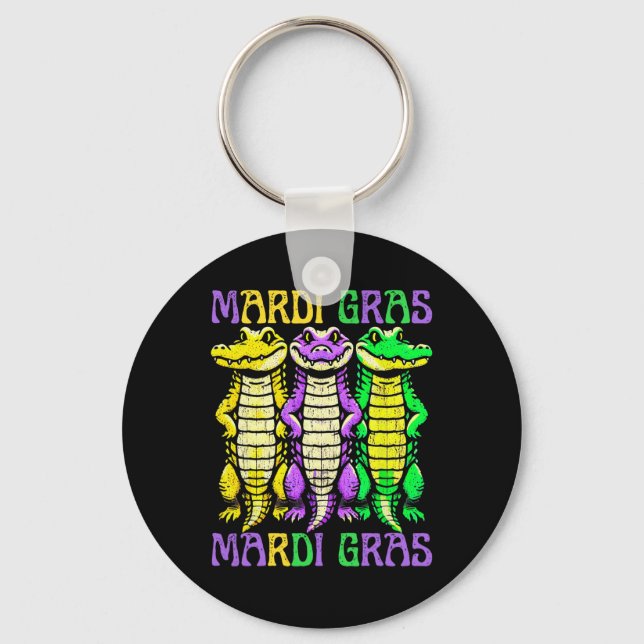 Aligator Crocodiles Louisiana Mardi Gras Carnival  Key Ring (Front)