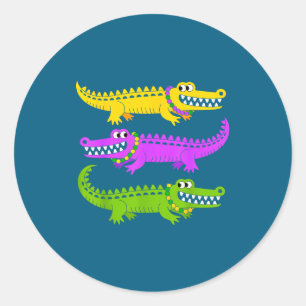 Aligator Crocodiles Louisiana Mardi Gras For Parad Classic Round Sticker
