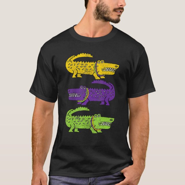 Aligator Crocodiles Louisiana Mardi Gras Party Par T-Shirt (Front)
