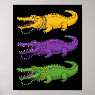 Aligator Crocodiles Louisiana Mardi Gras Women Men Poster