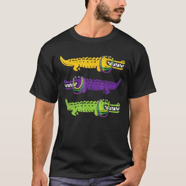 Aligator Crocodiles Louisiana Mardi Gras Women Men T-Shirt (Front)