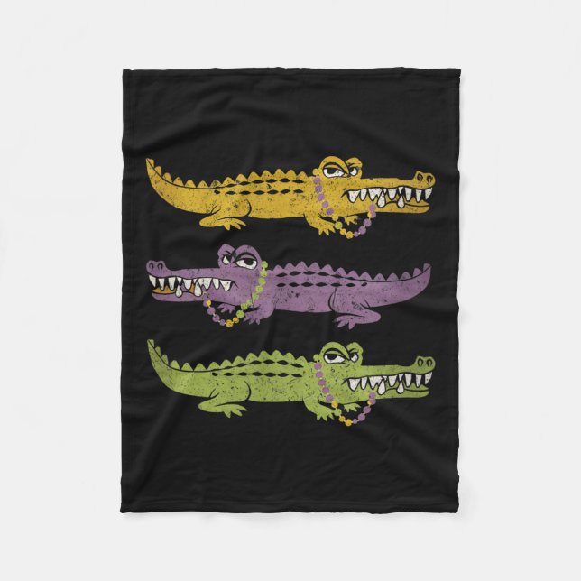 Aligator Crocodiles Mardi Gras Louisiana Men Women Fleece Blanket (Front)