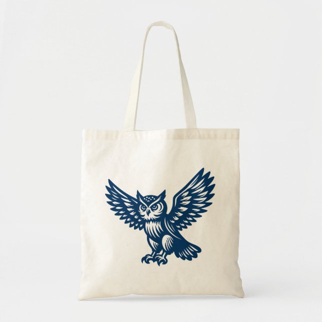 Alighting Owl - Shibori Blue Tote Bag (Front)