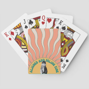 Aligned and Feline Fine – Retro Zen Cat Meditation Playing Cards