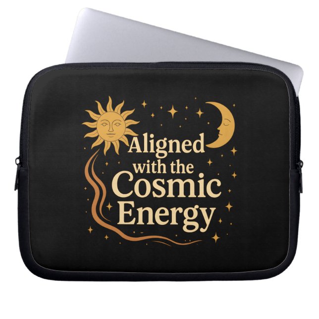 Aligned with the Cosmic Energy Boho Celestial Laptop Sleeve (Front)