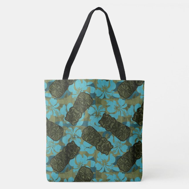 Ali'i Refuge Hawaiian Hibiscus Tiki Beach Bag (Front)