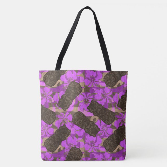 Ali'i Refuge Hawaiian Hibiscus Tiki Beach Bag (Front)