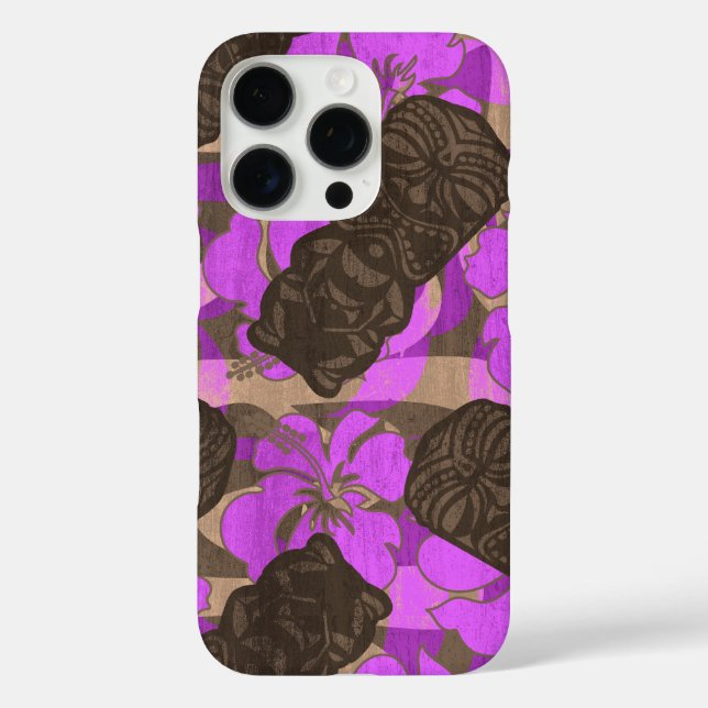 Ali'i Refuge Hawaiian Hibiscus Tiki Violet Case-Mate iPhone Case (Back)