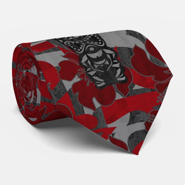 Ali'i Refuge Tiki Hibiscus Necktie (Rolled)