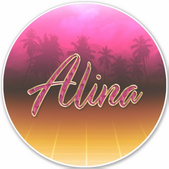 Alina First Name Golden pink Sticker (Front)