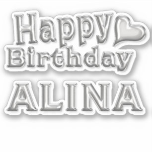 Alina Happy Birthday silver Sticker