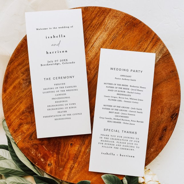 ALINA Minimalist Elegant Long Wedding Program Menu (Creator Uploaded)