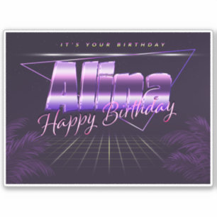 Alina Name Vorname lila retro Sticker Geburtstag