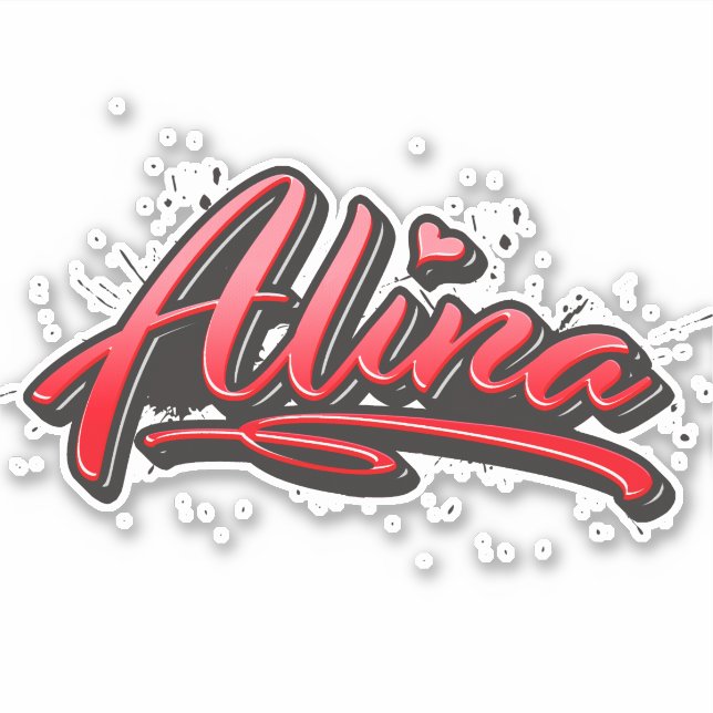 Alina red Heart Graffiti Sticker (Front)