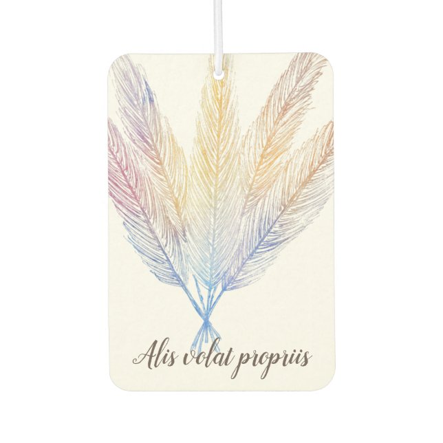 Alis volat propriis she flies with her own wings car air freshener (Front)