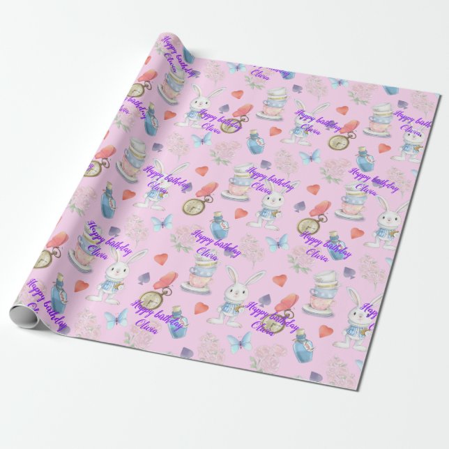 Alisa in onederland party hat wrapping paper (Unrolled)