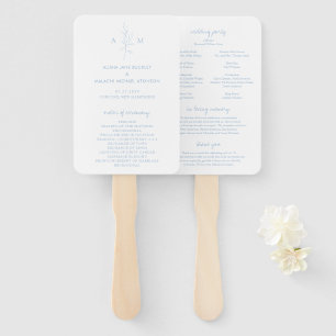 Alisha Dusty Blue Botanical Elegant Wedding Hand Fan